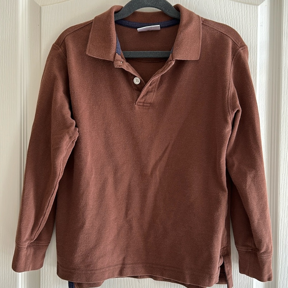 Hanna Andersson Boys Long Sleeve Collar Polo Button Up Shirt